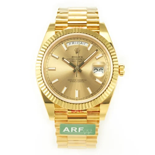 DayDate 40 228238 ARF 904L Steel Gold Stick Dial on President Bracelet VR3255